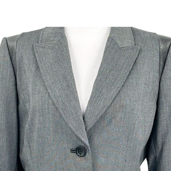 Tahari Arthur S Levine Gray Black Jacket Size 8 Petite Women Lined Blazer - Picture 12 of 16